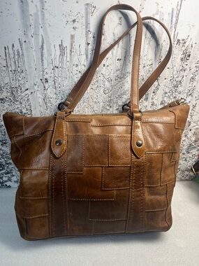 Frye Melissa Patchwork Zip Leather Shopper Tote